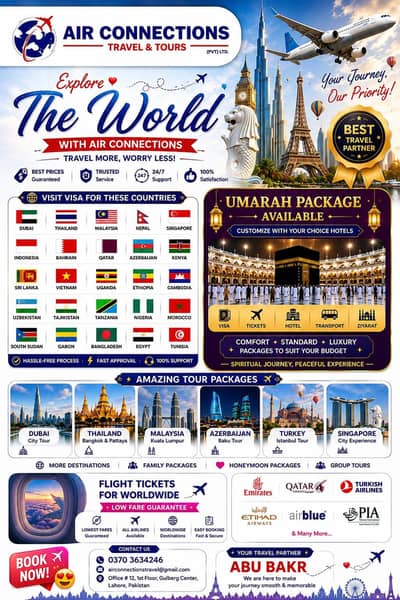 Air connections travel and tours