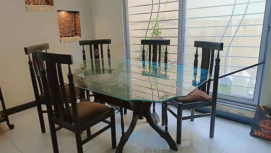 Mirror Dinning Table with 6 Chairs