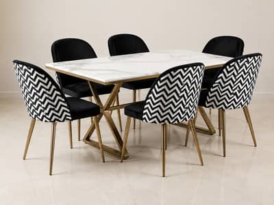 Luxury Dining Set – 6 Seater Table & Stylish Cushioned Chairs