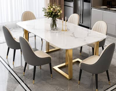 6 seater dining table | UV top table | restaurant dining table set