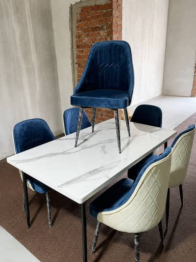metal steel chair | 6 seater dining table | UV top table | cafe furni