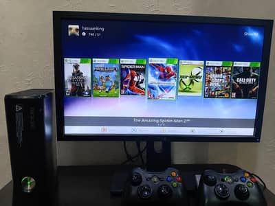 xbox 360 slim jtag new condition with 2 controllers