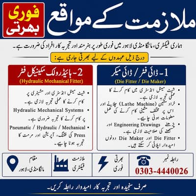Immediate Hiring | Die Fitter / Die Maker |Hydraulic Mechanical Fitter