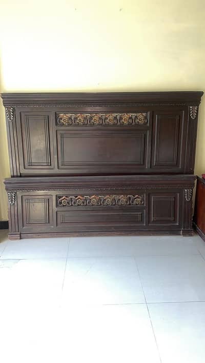 Wooden Bed With side lock Tables