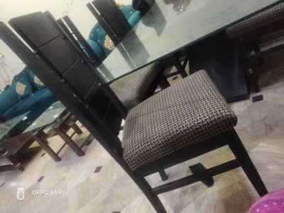 wooden dining table, 8 seater, durable mirror