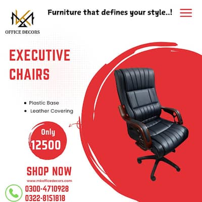 Office Executive Chairs | Cushion Padded Chair | Brown Leather  Chair
