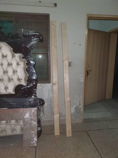 complete bed set with 2 side tables 1 dresser and two door wardrobe