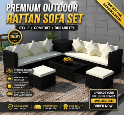 Premium Outdoor Rattan Sofa Set | Stylish Garden & Patio Furniture |