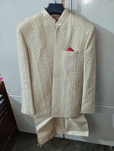 Prince coat with shalwar kameez for barat and nikkah