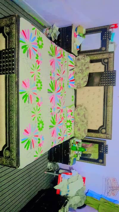 bed set with side tables and dressing