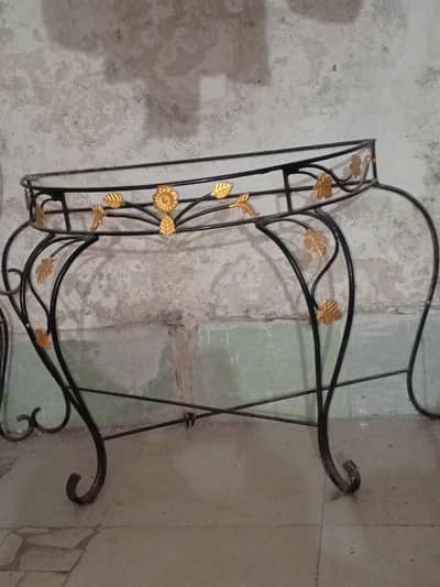 Fancy Wrought Iron Console Table / D-Shape Side Table