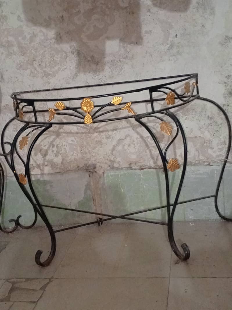 Fancy Wrought Iron Console Table / D-Shape Side Table 0