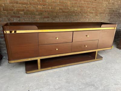 Luxury 6 Feet LCD Rack with Brass Work & 4 Drawers