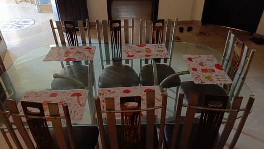6 Seater Dining Table with Glass Top