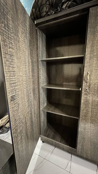 2 Wooden Wardrobes & 1 single bed with side table