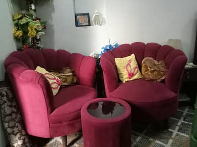 Sofa with small glass table
