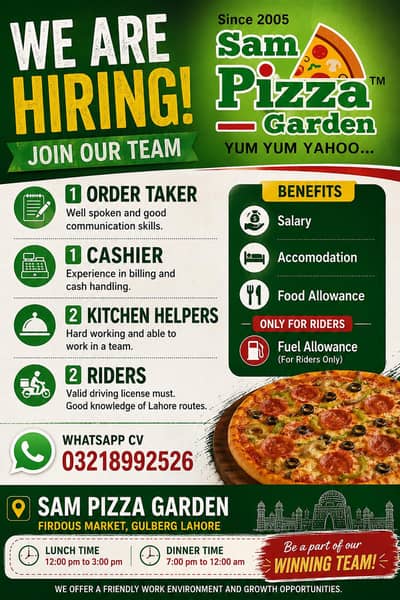 need staff for restaurant