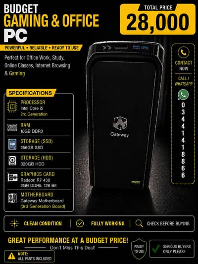 Budget PC |16gb Ram |256gb SSD | 2gb Gpu