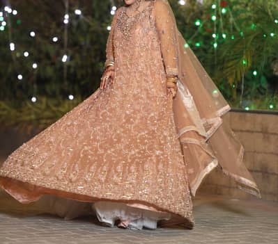 Luxury Peach Embroidered Formal Dress | Heavy Handwork Pakistani Party
