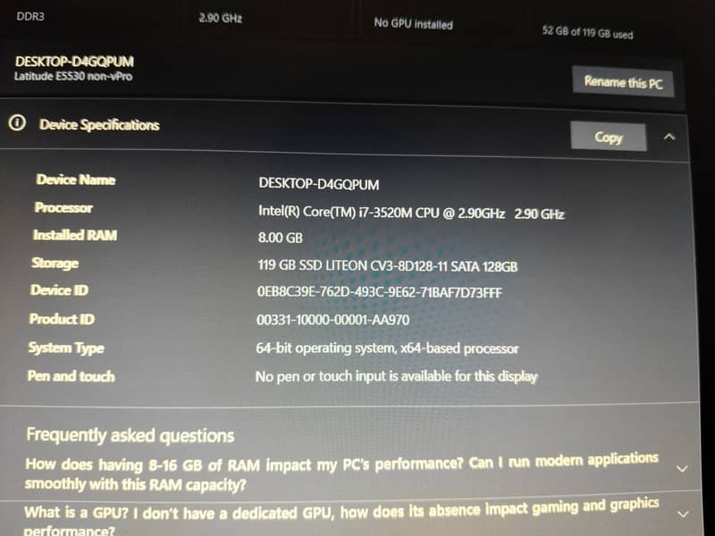 Dell i7 3rd generation 6