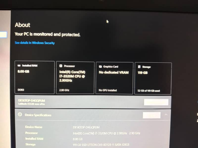 Dell i7 3rd generation 8
