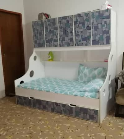 kids bed with cupboard