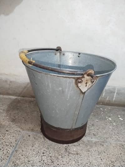 Iron Balti and plastic Stool
