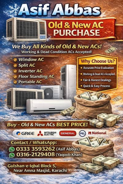 We buy used Splits ac window Ac and fridge