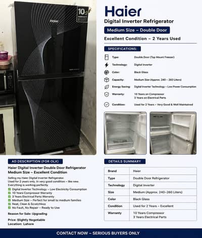 Haier Digital Inverter Refrigerator – Medium- Excellent Condition