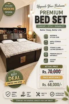 Premium Modern Bed Set with Storage - Strong Build Quality