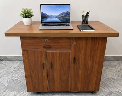 Multipurpose Wooden Storage Cabinet / Work Table / Iron Table