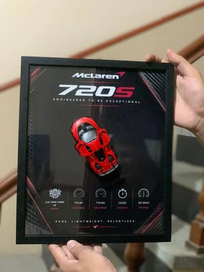 McLaren 720S Diecast Car Wall Frame | 3D Car Wall Decor