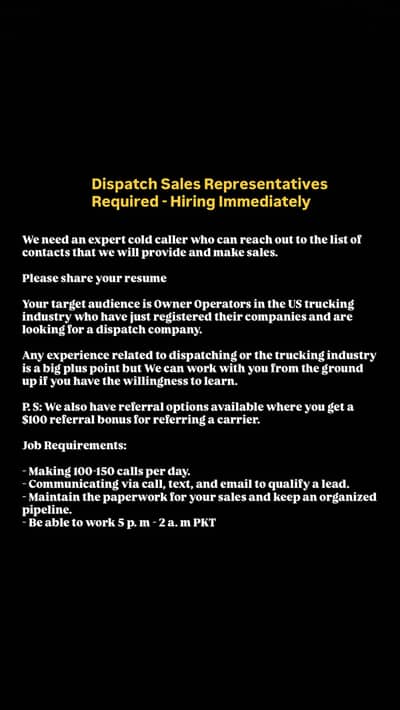 Truck dispatch sales