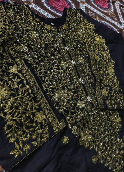 Beautiful Black & Golden Embroidered Party Wear Dress