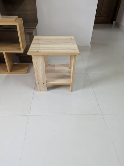 Wall shelves and table