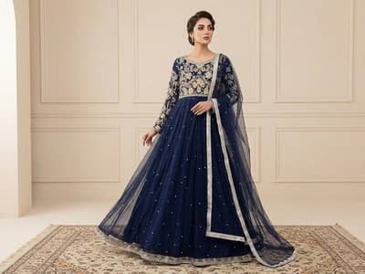 navy blue net maxi dress