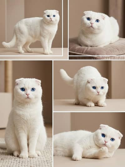 pure white scottish fold 02yr , blue eyes