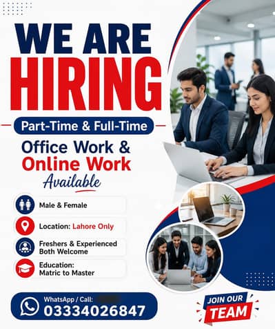 WE HIRING MALE AND FEMALES STAFF FOR OFFICE WORK