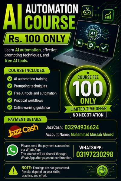 AI Automation Course – Only Rs. 100 | Free AI Tools + Prompting