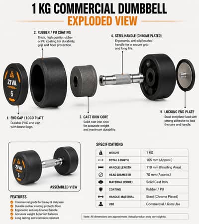 1 KG - 20 KG COMMERCIAL/ DOMESTIC DUMBBELL