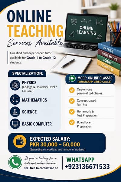 Online Teaching services Available