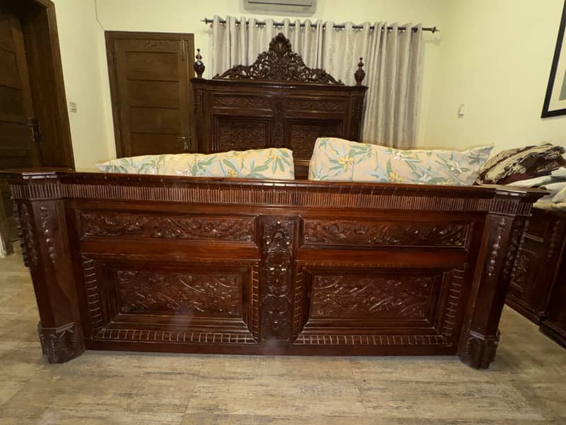 Chinioti Wooden King Size Bed Set 0