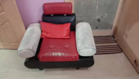 2 seater black and red sofa