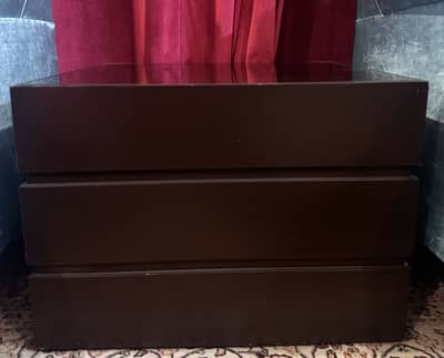 Modern Dark Brown Coffee Table + 2 Side Tables | Glass Top