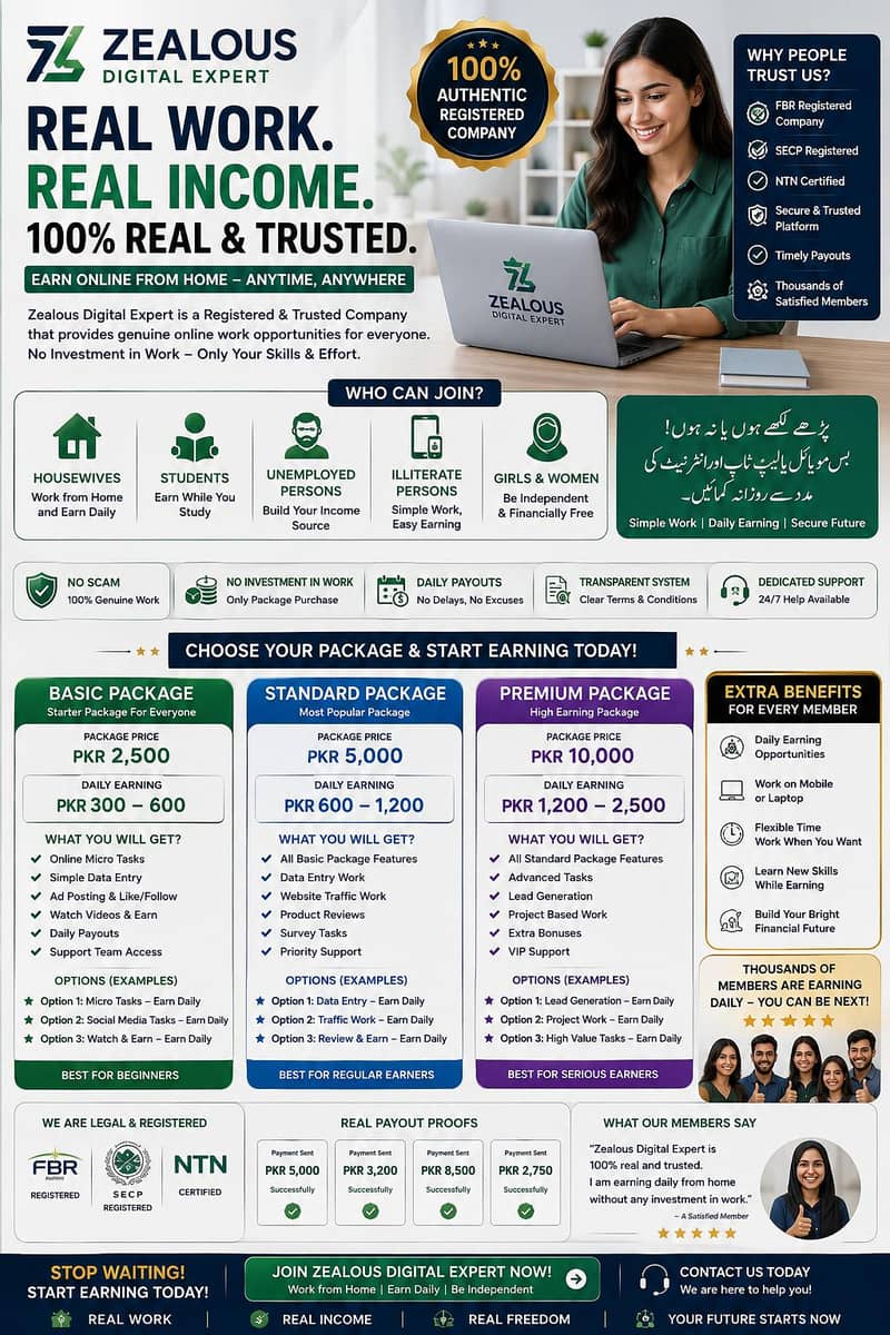 work from home , Buy your pkg and starts earnings. 0
