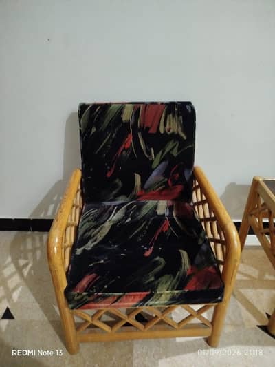 bed side table, 2 chair and table
