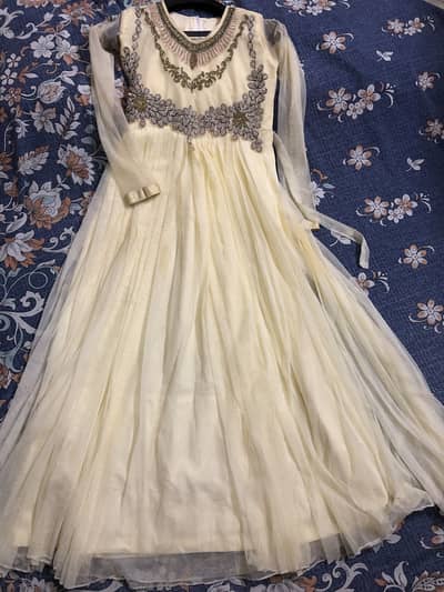 Elegant Cream Embroidered Maxi with Dupatta