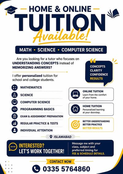 Home & Online Tuition | Math, Science & Computer Science Tutor