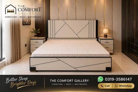 Brand New Wooden Bed with 2 Side Tables