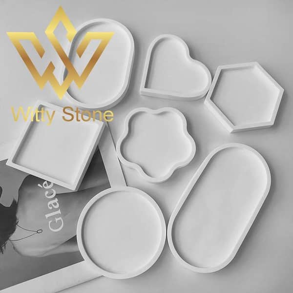 6 Styles Cement Dish Tray Round Hexagon Oval Square Flower Heart | Witty Stone